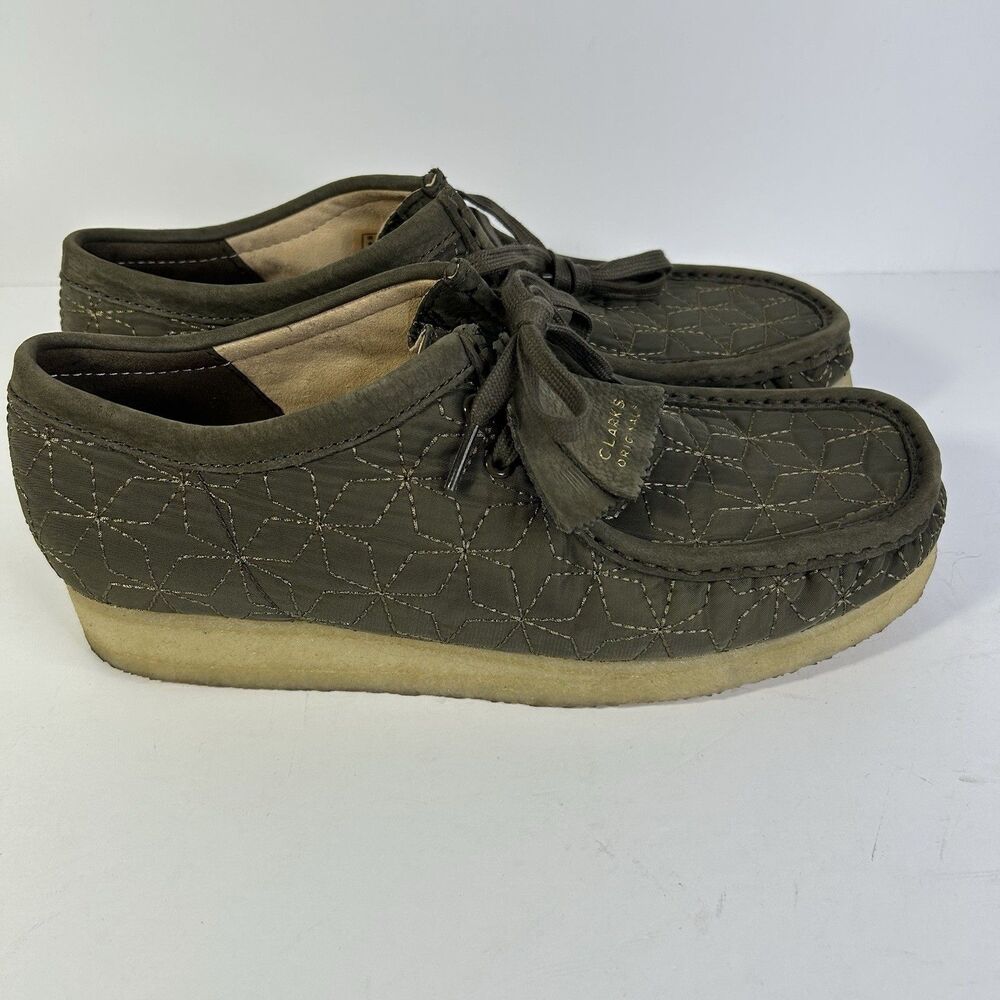 Clarks Originals Mens's Size 10 Wallabee Olive Combination Quilted Star Shoes